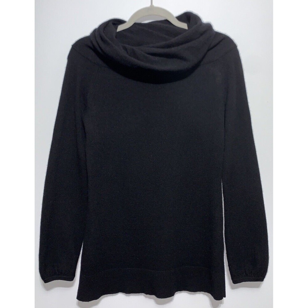 Just Cashmere by Forte 100% Cashmere Turtleneck Sweater Womens S Black Minimal